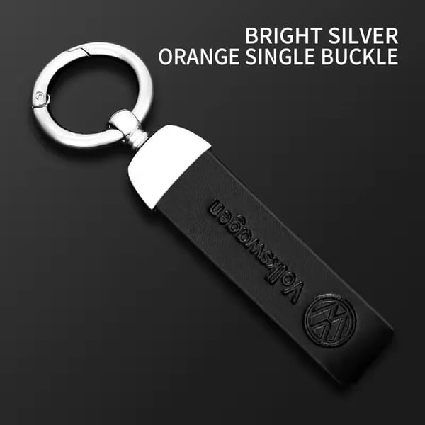 High Grade Leather Keychain With Car Logo Keyring Accessories For VW GTI Polo Golf Passat Tiguan Arteon Touareg Taigo Caddy - Color Name : Bright Black