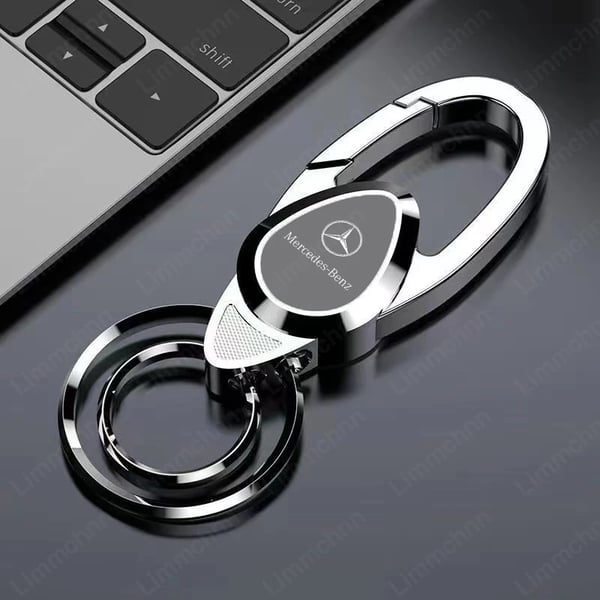Metal Leather Key Ring Key Chain For Mercedes Benz W203 W204 W205 W210 W211 W221 A B C E Class Car Badge Keychain Accessories - Color Name : Silver
