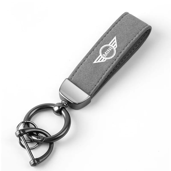 High-Grade Car Suede Leather Keychain Hanging Metal Keyring For BMW Mini Cooper One S JCW F55 F56 F57 F60 Coupe R50 R53 R56 R5 - Color Name : -grey