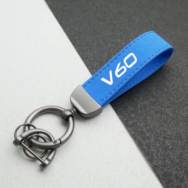 Car Suede Keychain Sport Key Ring Custom Gift With Logo For Volvo V40 V50 V60 V90 key ring Car Accessorie Color Name : v60 blue
