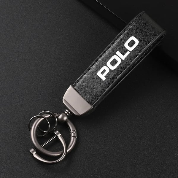 Deluxe Leather Keychain with Car Badge Keychain Pendant For VW POLO Color Name : black