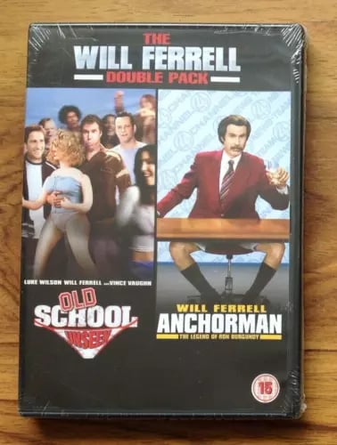 Old School Unseen & Anchorman: Will Ferrell Dubbelpaket DVD Old School Unseen & Anchorman: Will Ferrell Dubbelpaket DVD