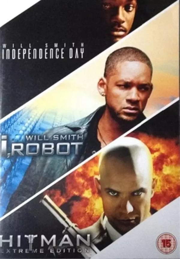 Independence Day, I Robot, Hitman Trippel (DVD, 2009) med Will Smith Independence Day, I Robot, Hitman Trippel (DVD, 2009) med Will Smith