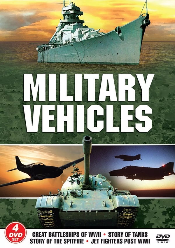 Militærkjøretøy 4-DVD-boks: Slagskip, Stridsvogner, Spitfire & Jetfly