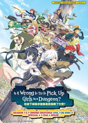 Is It Wrong to Try to Pick Up Girls in a Dungeon (Sæson 1-5) - DVD (86 afsnit + Film)