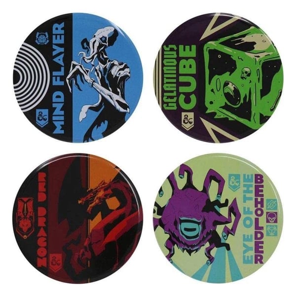 Dungeons & Dragons Monsters Set of 4 Metal Coasters (Sony Playstation 4) Brand New