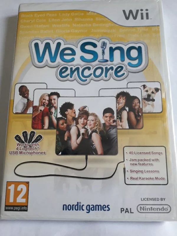 WE SING ENCORE Wii GAME 40 TRACKS INC ORIGINAL VIDEOS PAL EUROPE Brand New