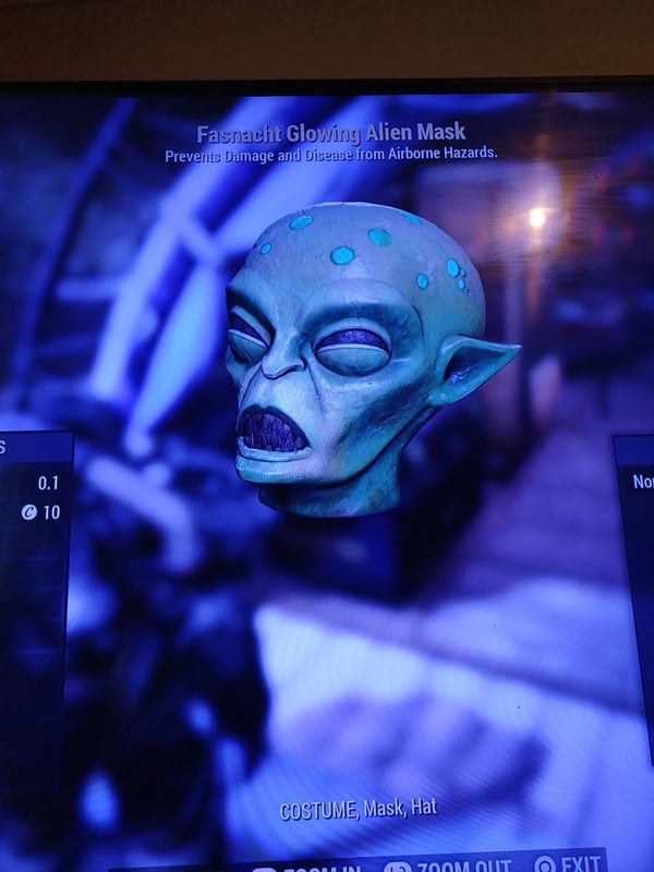 Fallout76 Ps4 Ps5 Fasnacht Glowing Alien Mask Brand New