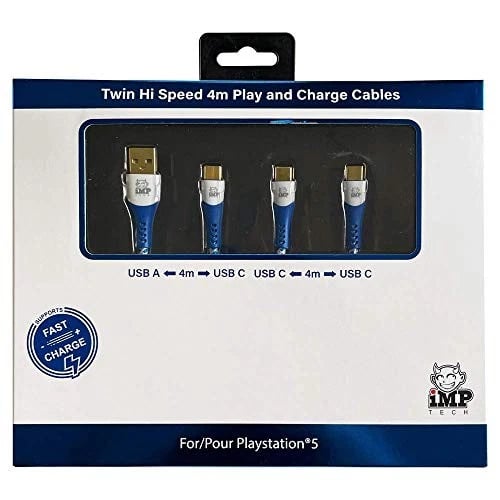 NA IMP 4m Braided Charge Play Cable TWIN Pack /PS5 P R1398z Brand New