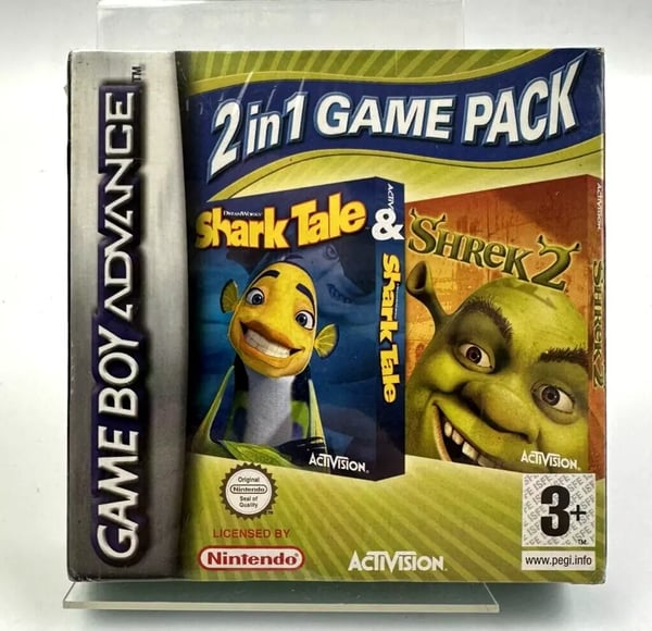 GBA 2 In 1 Game Pack Shark Tale + Shrek 2 Brand New