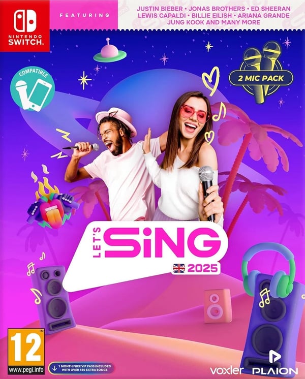 LETS SING 2025 + 2 MICS SWITCH GAME Brand New