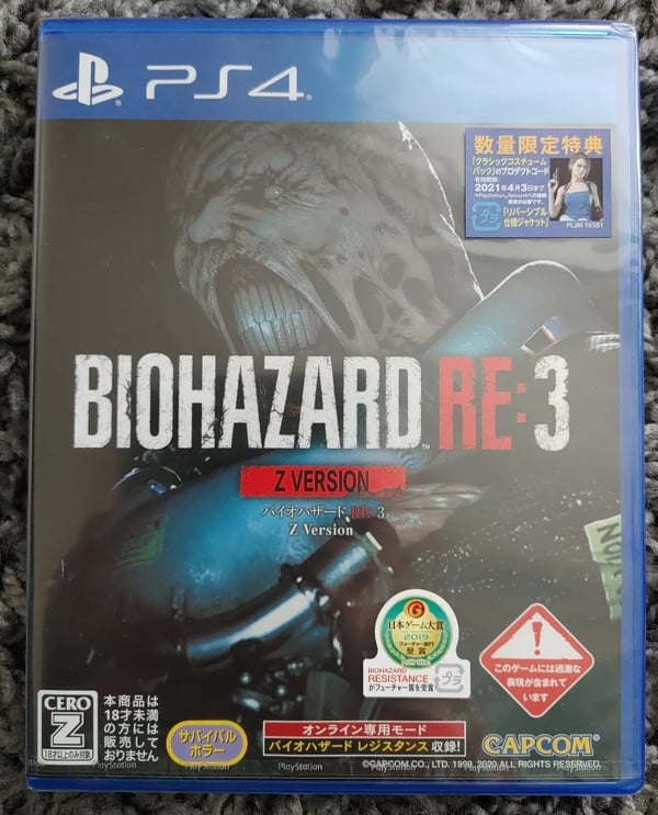 Biohazard RE:3 Z Version Uncut Playstation 4 Brand New