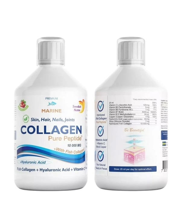 Swedish Nutra Collagen STRONG – Peptid 10000mg Marin Flytende Drikk