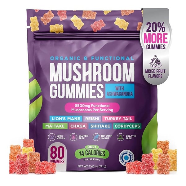 Sopp Gummies 2500mg med Løvemanesopp & Ashwagandha for Hjerne & Nervesystem Sopp Gummies 2500mg med Løvemanesopp & Ashwagandha for Hjerne & Nervesystem