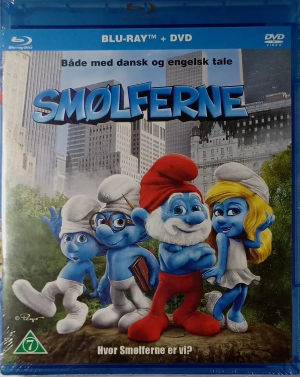 THE SMURFS BLURAY + DVD DANISH IMPORT WITH ENGLISH LANGUAGE/SUBTITLES #250 Brand New