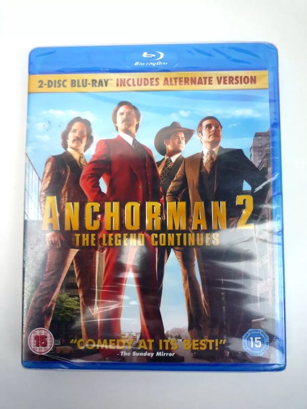 ANCHORMAN 2 THE LEGEND CONTINUES 2 DISC BLURAY & Brand New