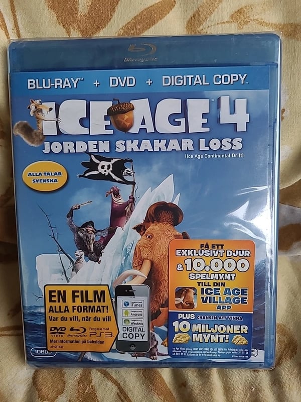 ICE AGE 4 CONTINENTAL DRIFT BLU RAY+DVD NORDIC IMPORT Brand New