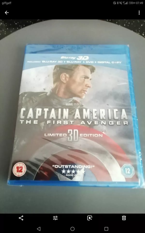 Captain America The First Avenger Limited 3D Edition (Bluray, 2011) Cert 12 Brand New Captain America The First Avenger Limited 3D Edition (Bluray, 2011) Cert 12 Brand New