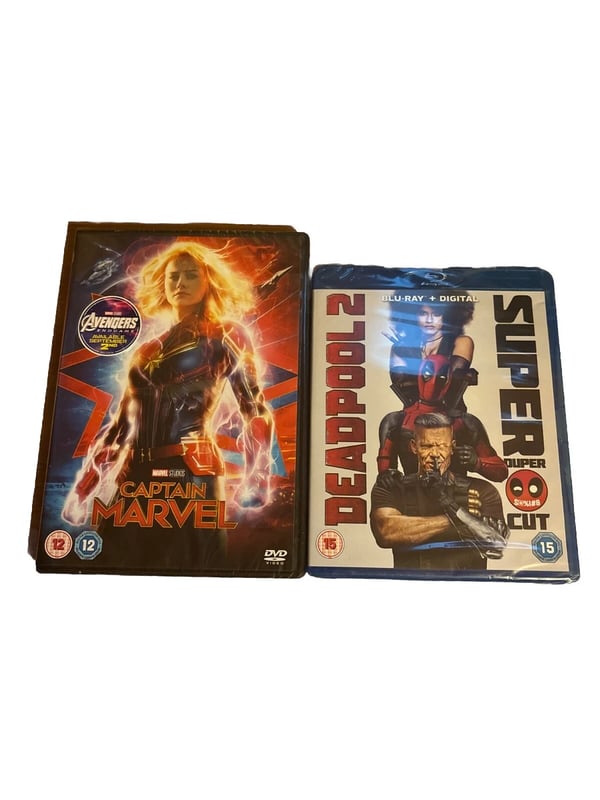 Deadpool 2 (Bluray, 2018) & Captain Marvel (DVD, 2019) Brand New