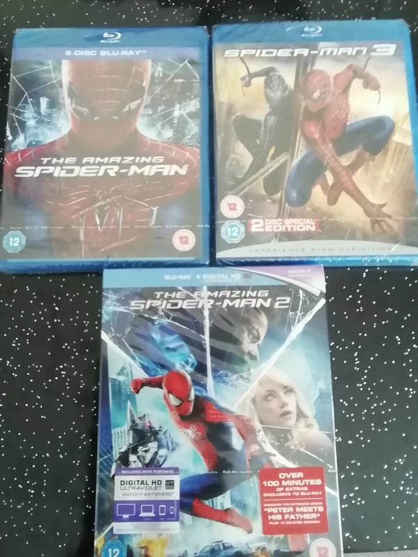 SpiderMan 1,2,3 (Bluray, 20072014) . Cert 12 Brand New