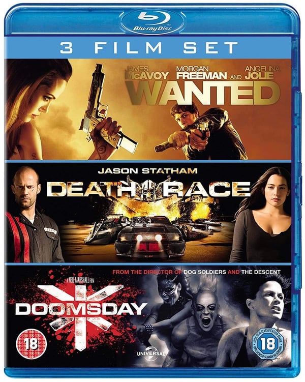 Wanted/Death Race/Doomsday (Bluray) James McAvoy Angelina Jolie Morgan Freeman Brand New