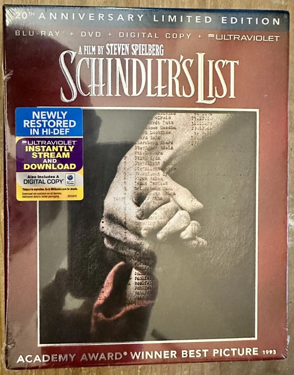 Schindlers List (Bluray/DVD, 2013, 3Disc Set, 20th Anniversary) Brand New