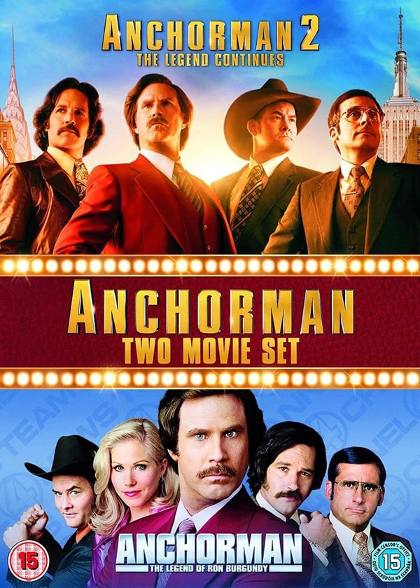 Anchorman 12 Box Set (Bluray) Will Ferrell Christina Applegate Paul Rudd Brand New