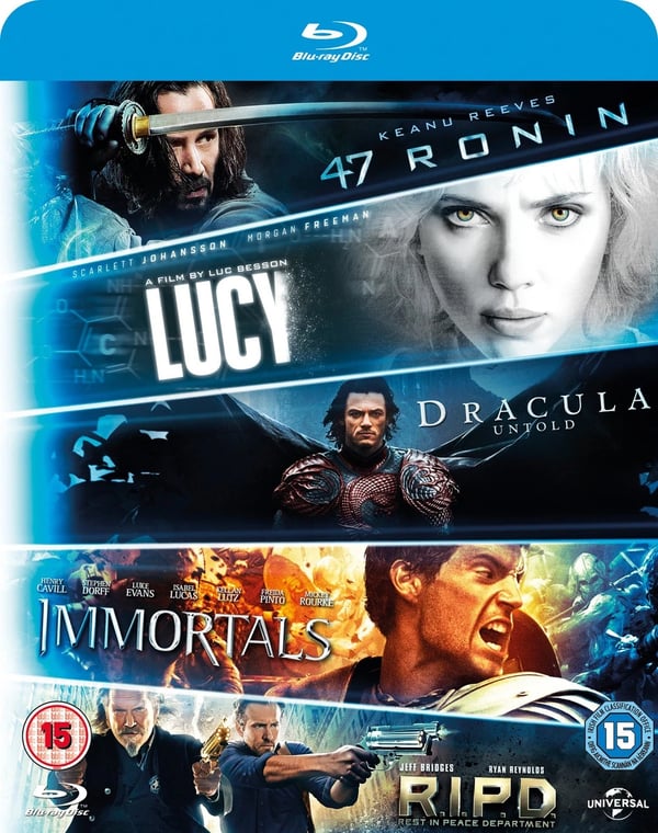 Blu ray 5Movie Starter Pack: Lucy/Dracula Untold/47 Ronin/Immortals/R (Bluray) Brand New