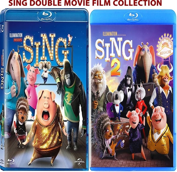 SING DOUBLE MOVIE FILM COLLECTION PART I II 1 and 2 Blu Ray + SING ALONG VIDEOES Brand New