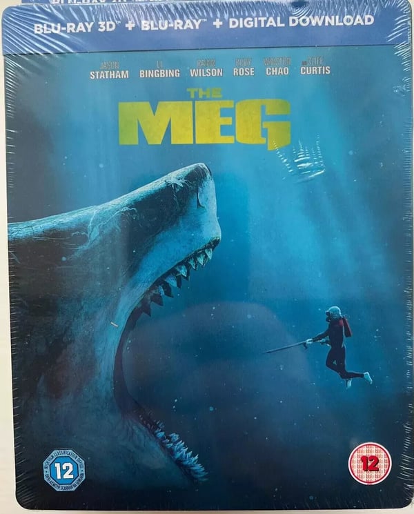 THE MEG (JASON STATHAM) (3D BLU RAY + BLU RAY) STEELBOOK Brand New