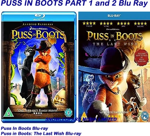 PUSS IN BOOTS PART 1 and 2 Blu Ray MOVIE FILM Rel R2 SHREK SEQUEL Brand New