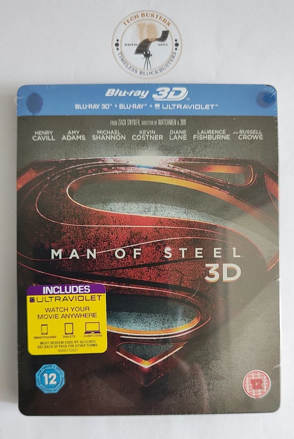Man of Steel 3D/2D Ltd Edition Bluray Steelbook Region B Starring Henry Cavill Brand New