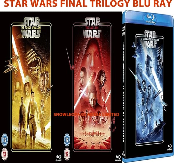 STAR WARS FINAL TRILOGY BLU RAY Force Awakens Last Jedi Rise of Sky Walker Movie Brand New