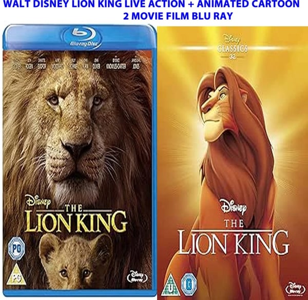 WALT DISNEY LION KING LIVE ACTION + ANIMATED CARTOON 2 MOVIE FILM BLU RAY PACK Brand New