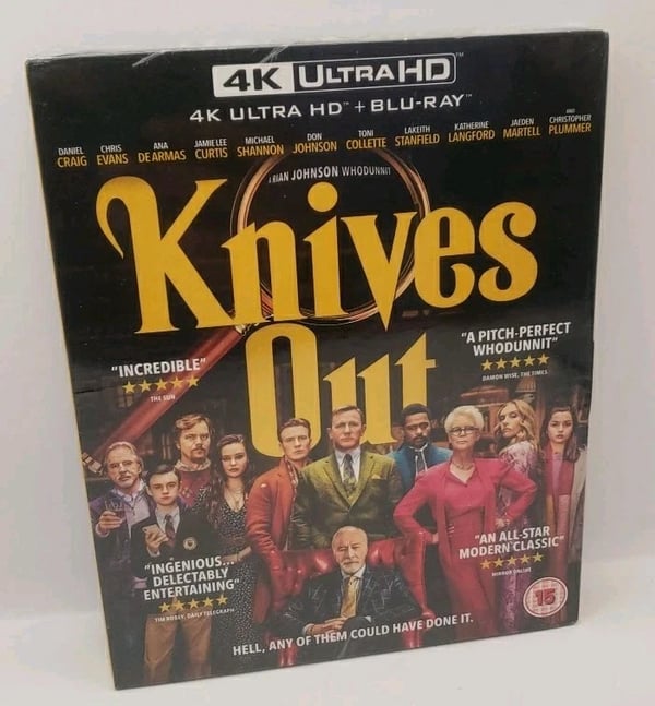 Knives Out 4K UHD Bluray Slipcover Daniel Craig, Rian Johnson Brand New