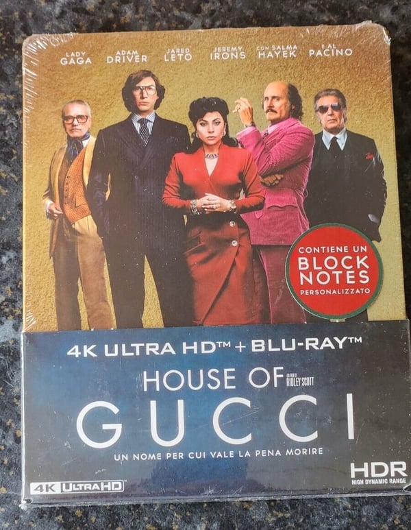 House Of Gucci 4K UHD + BluRay Limited Steelbook + Black Notes Book Brand New