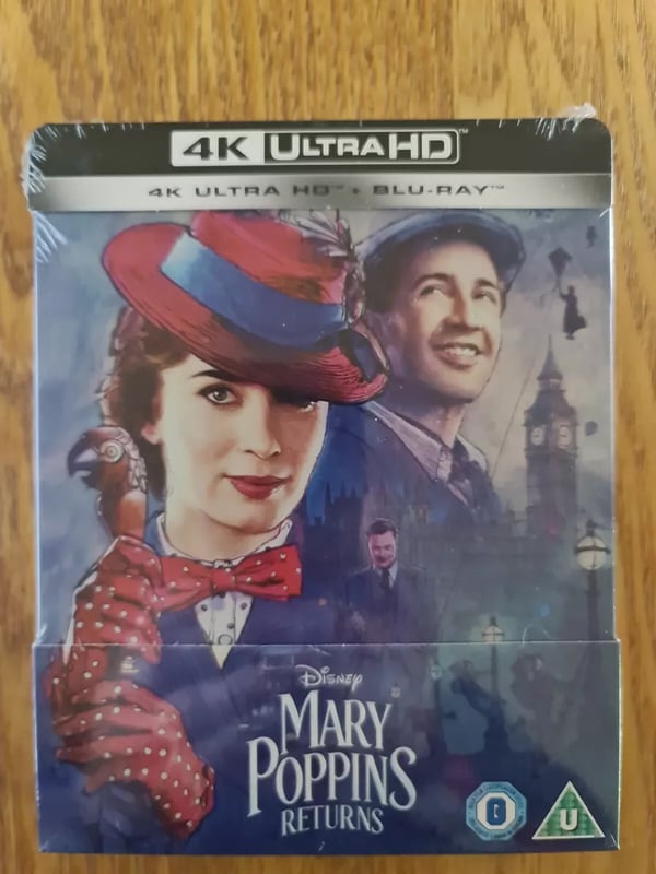 MARY POPPINS RETURN 4K ULTRA HD + BLURAY STEELBOOK, Brand New