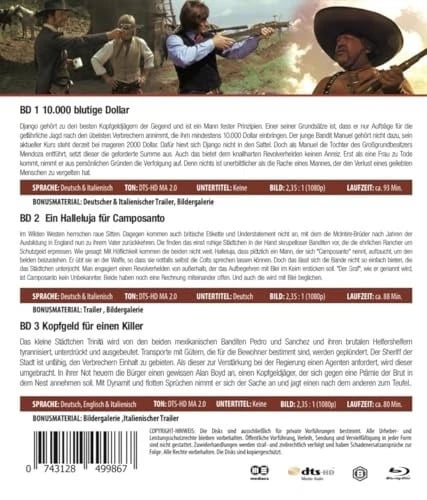 Italien Western BluRay Bundle Nr. 2 (3 BluRays) [Region Free] [Bluray] DVD Brand New
