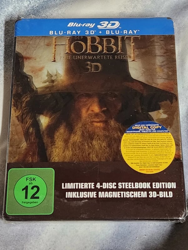 Hobbit: An Unexpected Journey 3D + 2D BluRay Lenticular Steelbook 4Discs + Brand New