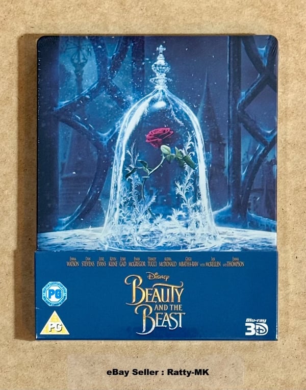DISNEY'S BEAUTY AND THE BEAST (2017) 3D + BLU RAY STEELBOOK Brand New