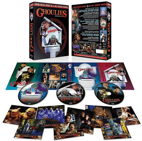 GHOULIES I + II + III TRILOGY 1 2 3 Ltd Numbered Edition + 8 Postcards Bluray Brand New