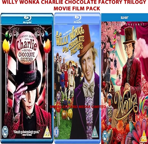 WILLY WONKA CHARLIE CHOCOLATE FACTORY TRILOGY MOVIE FILM PACK PART 123 Blu Ray Brand New