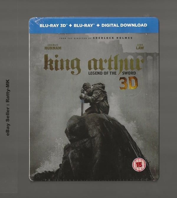 KING ARTHUR : LEGEND OF THE SWORD 3D + 2D BLU RAY STEELBOOK Brand New