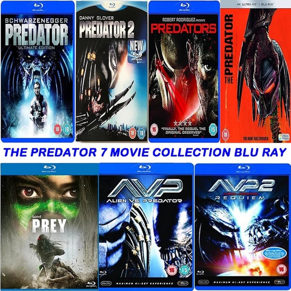 THE PREDATOR 7 MOVIE COLLECTION BLU RAY Part 1 2 3 4 5 6 7 Films R2 Brand New