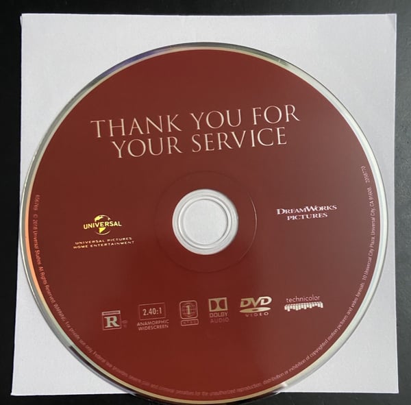 THANK YOU FOR YOUR SERVICE DVD (2017) - Kun plate i papirhylse