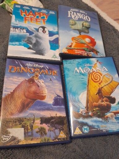 Happy Feet, Rango, Moana, Dinosaur - DVD-boks