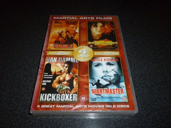 4x Actionfilm DVD: Black Eagle, Fire On The Amazon, Kickboxer, Nightmaster