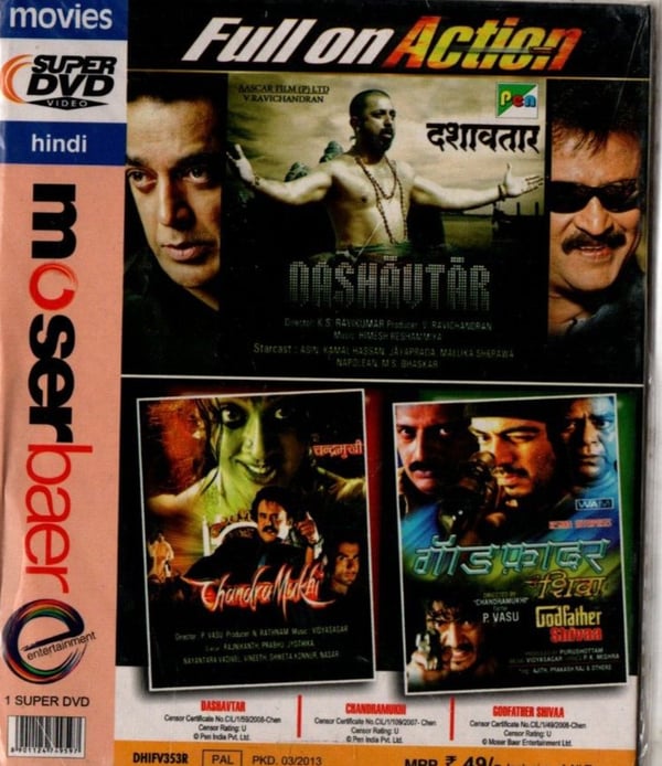 Bollywood 3-i-1 Action DVD: Dashavtar, Chandramukhi, Godfather Shivaa