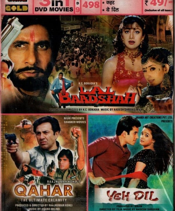 Bollywood 3-i-1 DVD: Lal Baadshah, Qahar, Yeh Dil