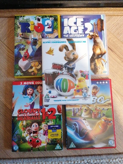 DVD-pakke: Ice Age, Rio, Hop & Cloudy With A Chance Of Meatballs